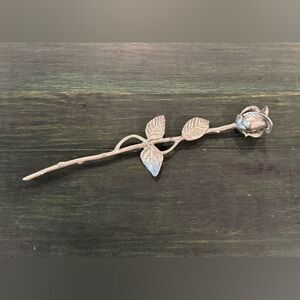 Pewter Silver Metal Decorative Rose
